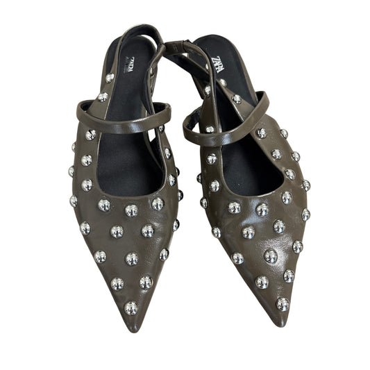 Zara Bown Studdened Pointed Toe Flats Sz 37 (7)