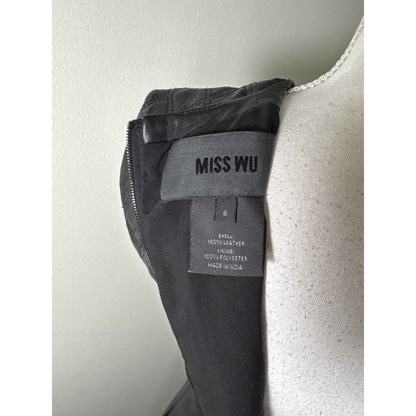 Miss Wu 100% Leather Mini Dress Sz 8