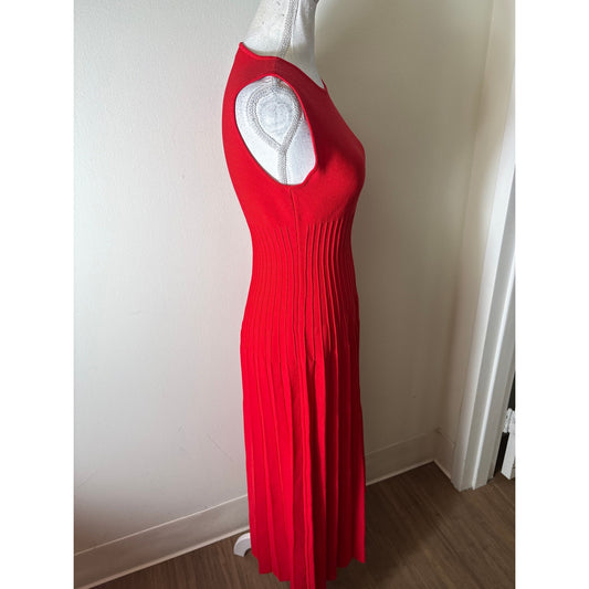 Staud Red Pleated Sweater Dress Sz S