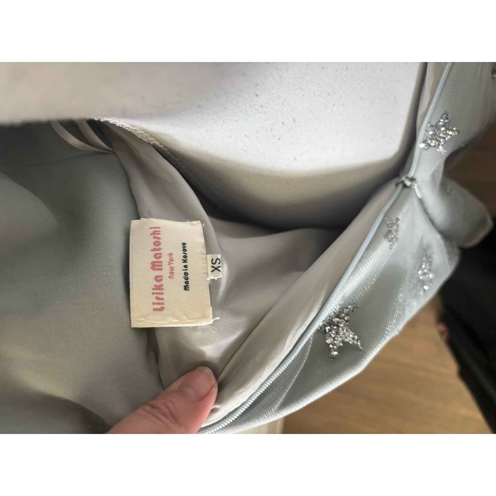 Lirika Matoshi Silver Sequin Star Cocktail Dress Sz XS