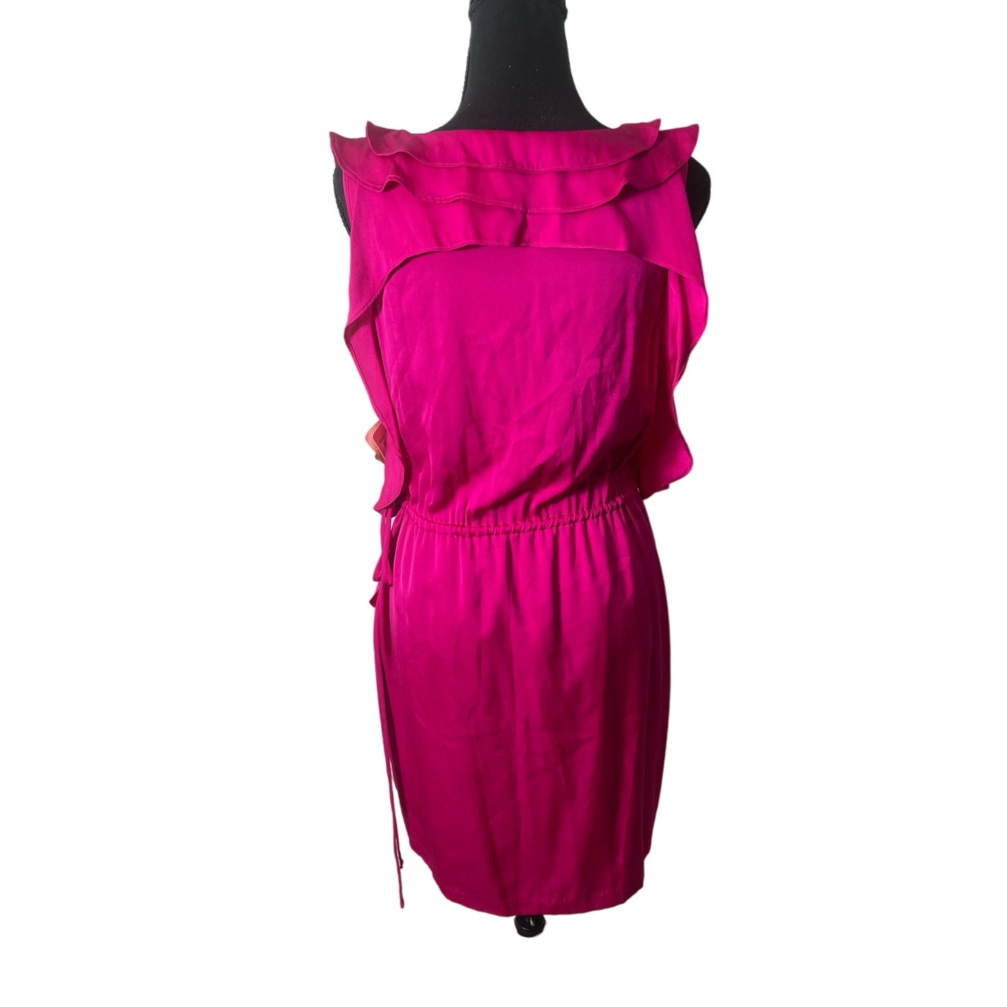 NWT Ali Ro Hot Pink Sleeveless Ruffle Mini Dress Sz 4