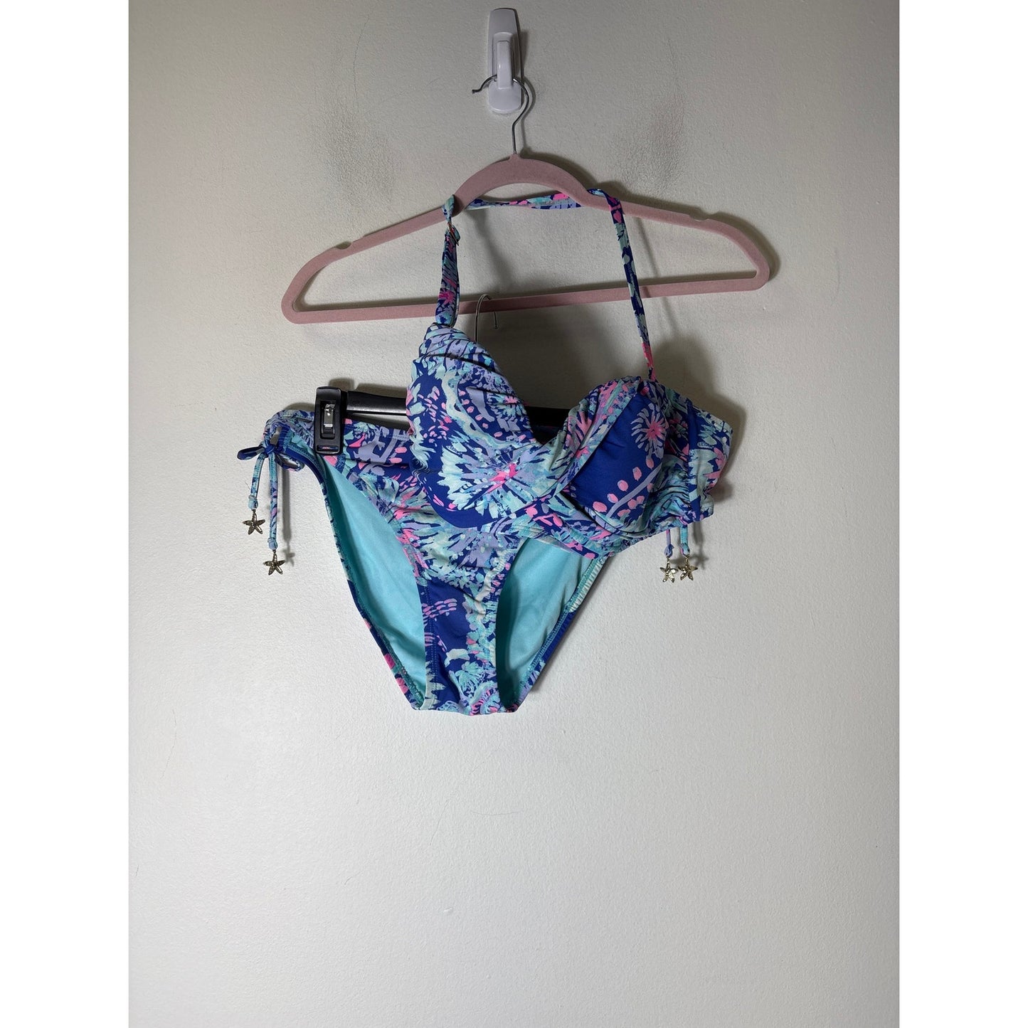 Lilly Pullitzer Pink and Blue Two Piece Bikini Sz 8
