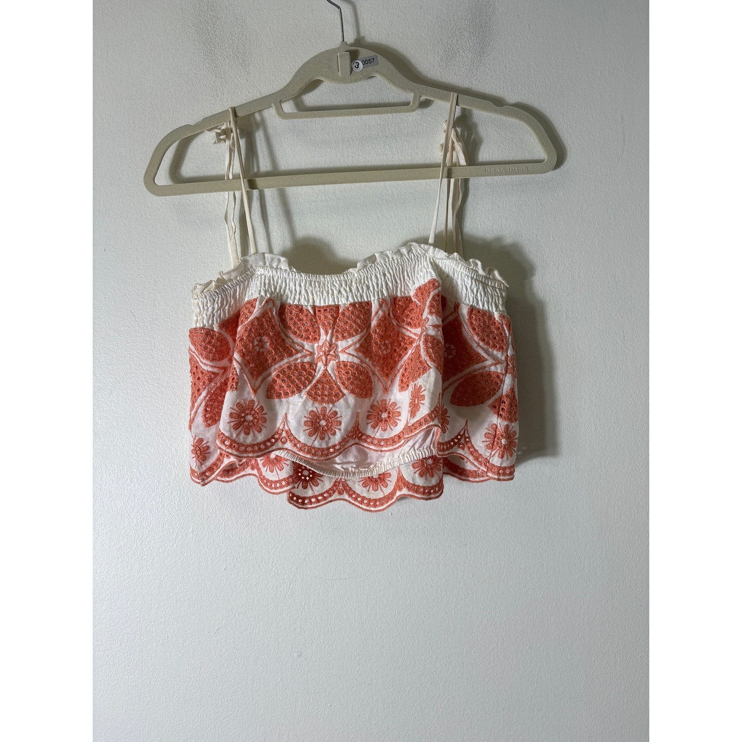 Illa Illa Peach and White Crop Top and Mini Skirt Set Sz S