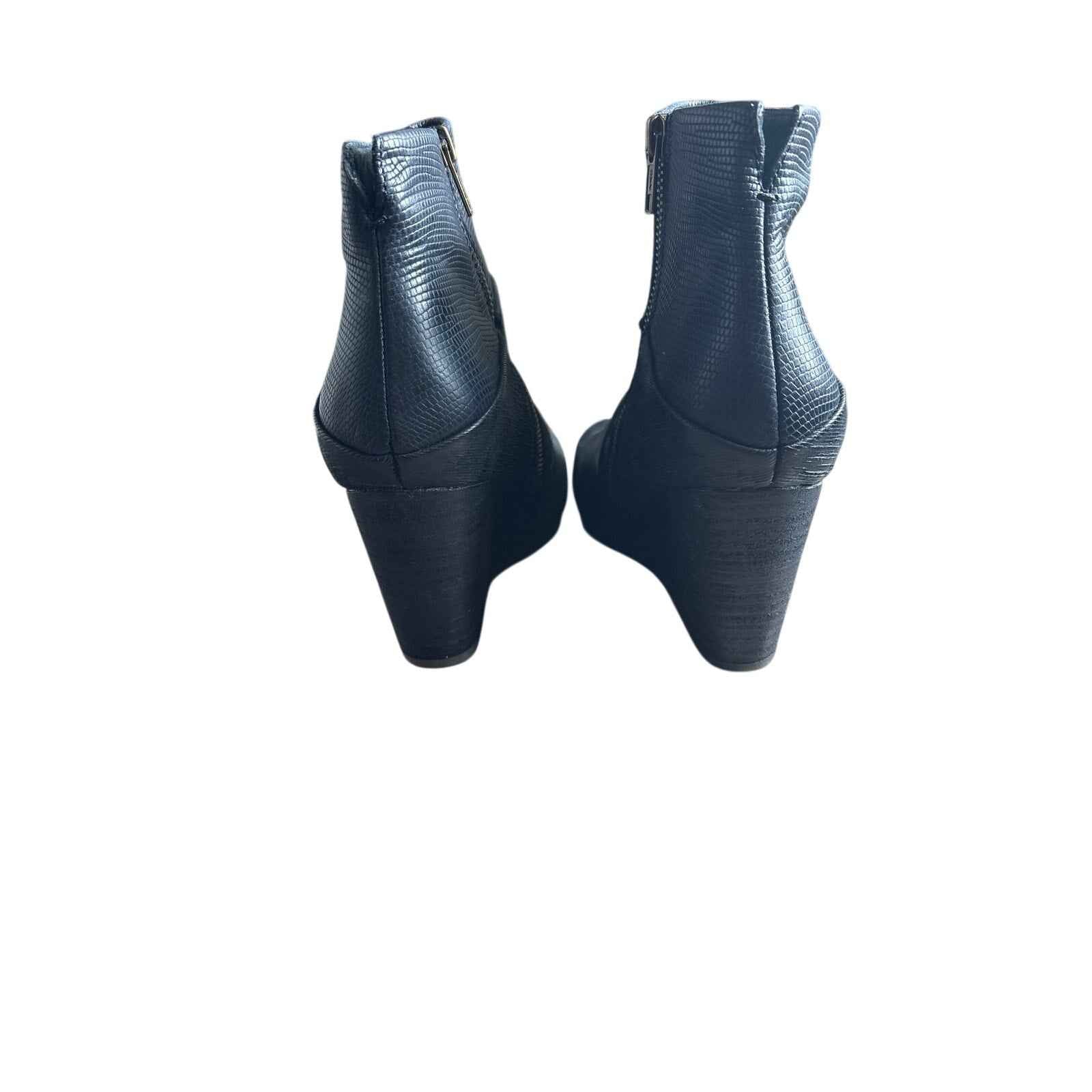 OTBT Black Leather Wedge Booties Sz 8