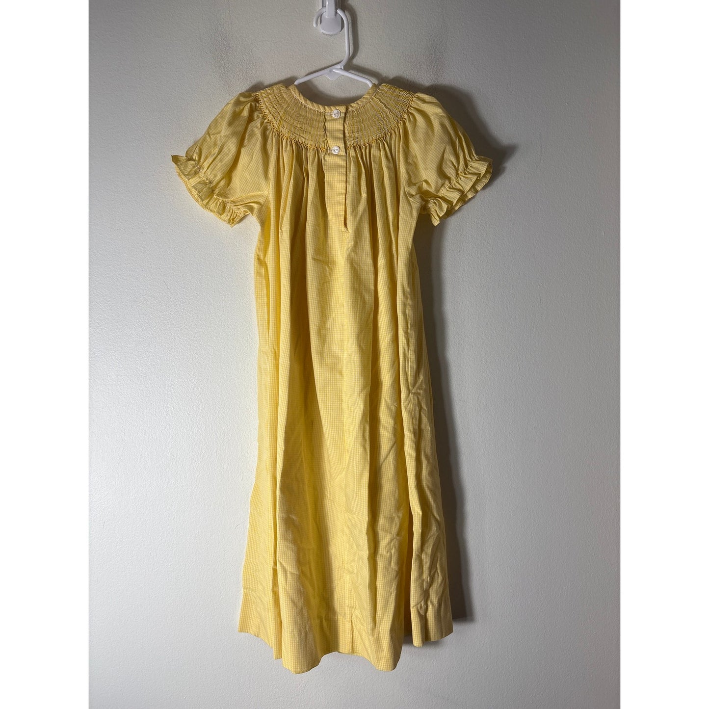 Girls Vintage Be Mine Yellow and Whit check smocked snaio and bee dress Sz 6