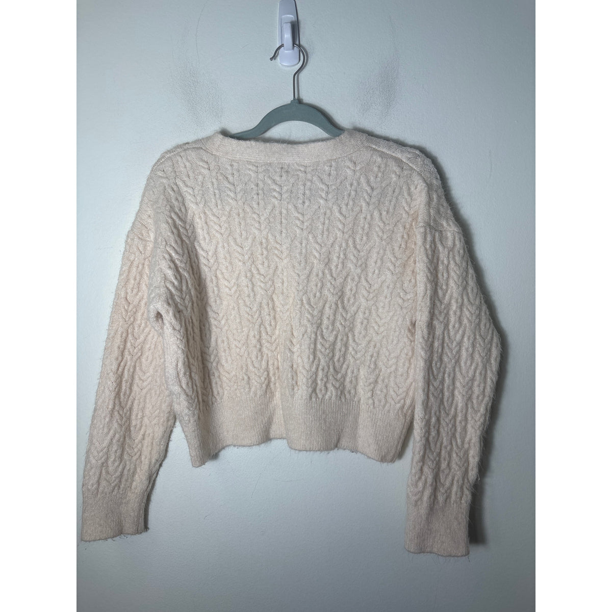 Zara Cream Long Sleeve Knit Button Up Cardigan Sz M