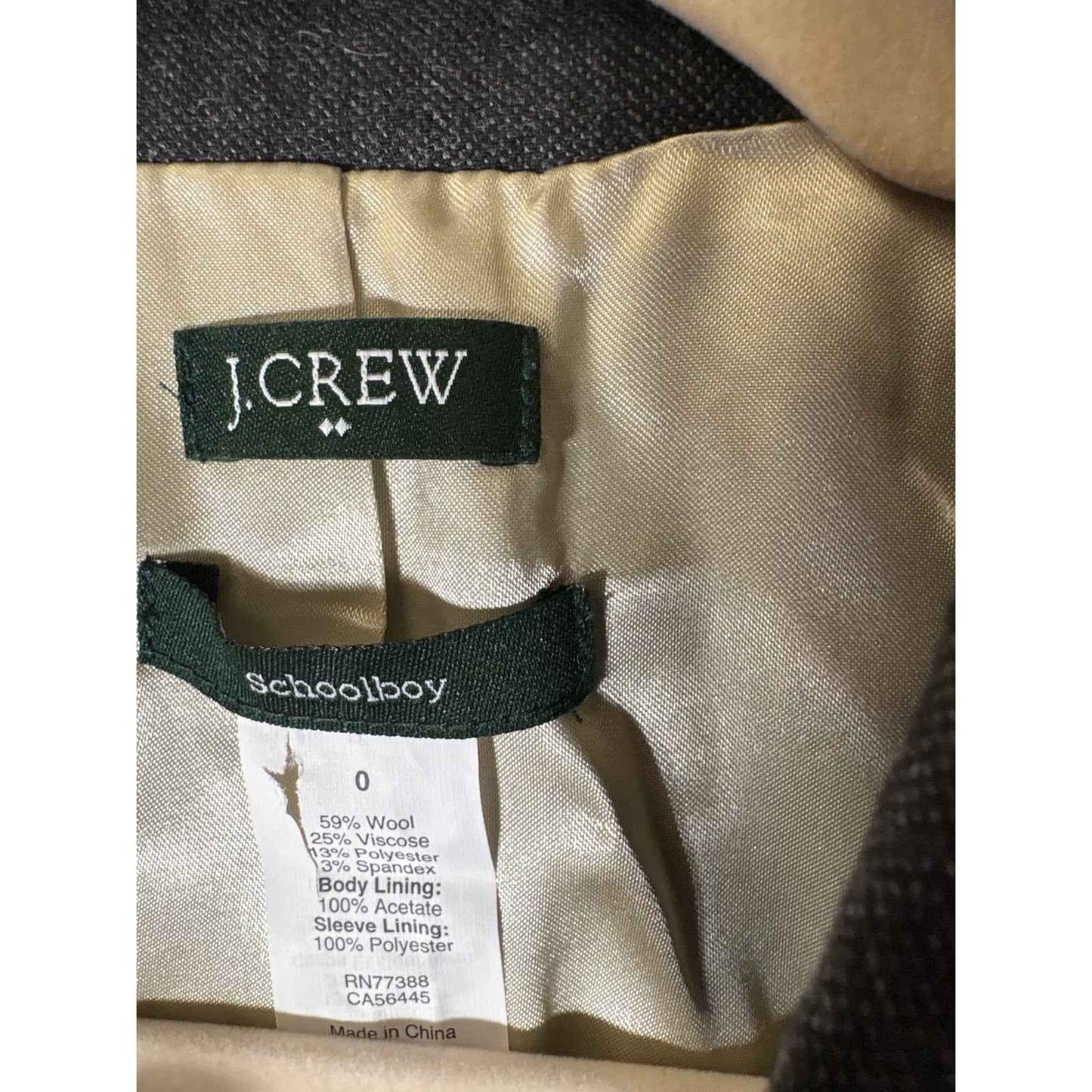 J.Crew Gray Schoolbody Blazer Sz 0
