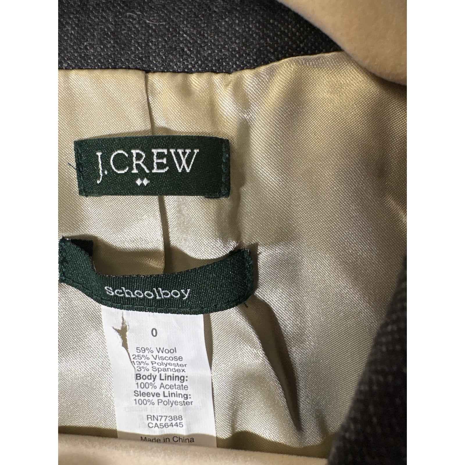 J.Crew Gray Schoolbody Blazer Sz 0