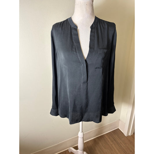 Vince Black Silk Blouse Sz 8