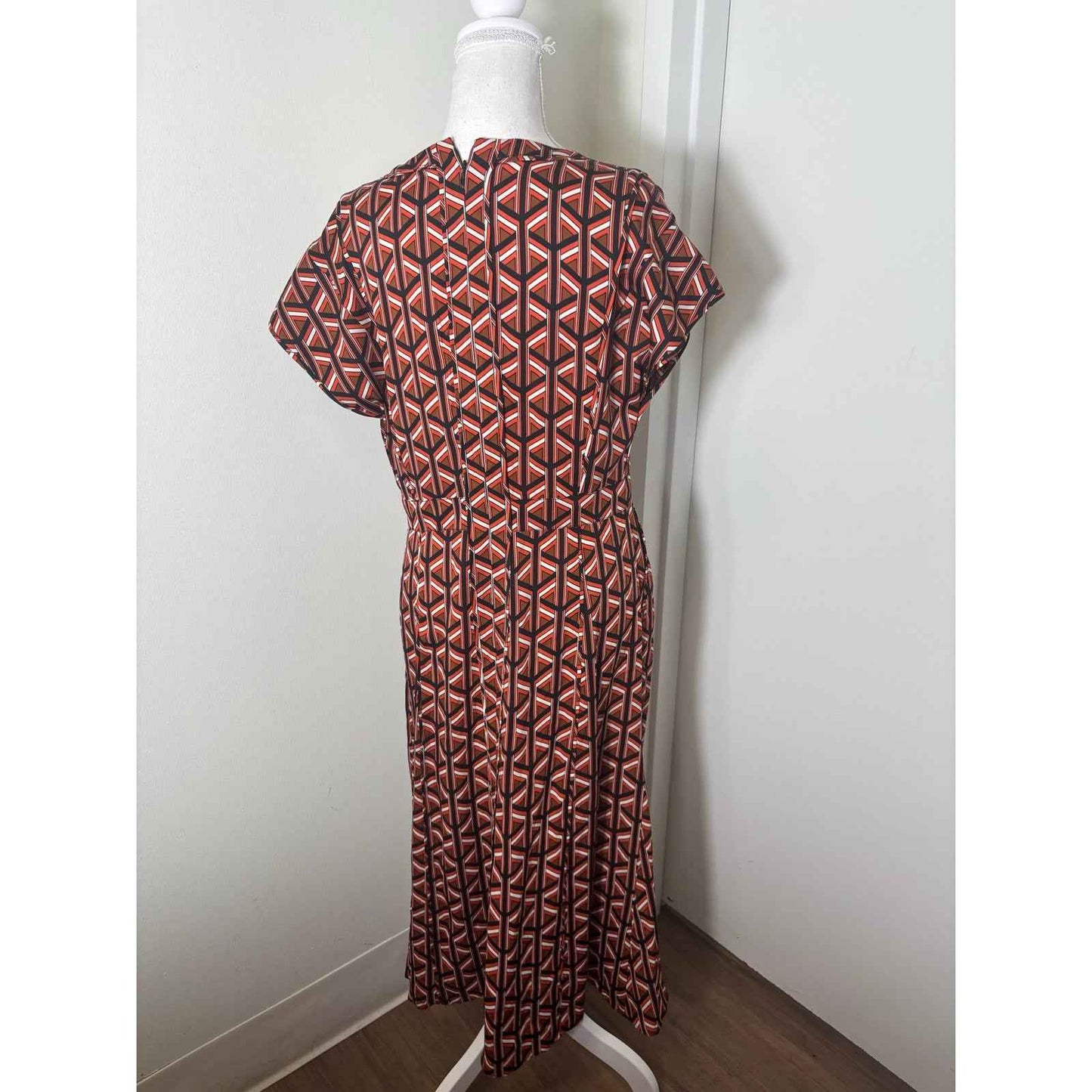 Diane Von Furstenberg Orange Geometric Maxi Dress Sz s