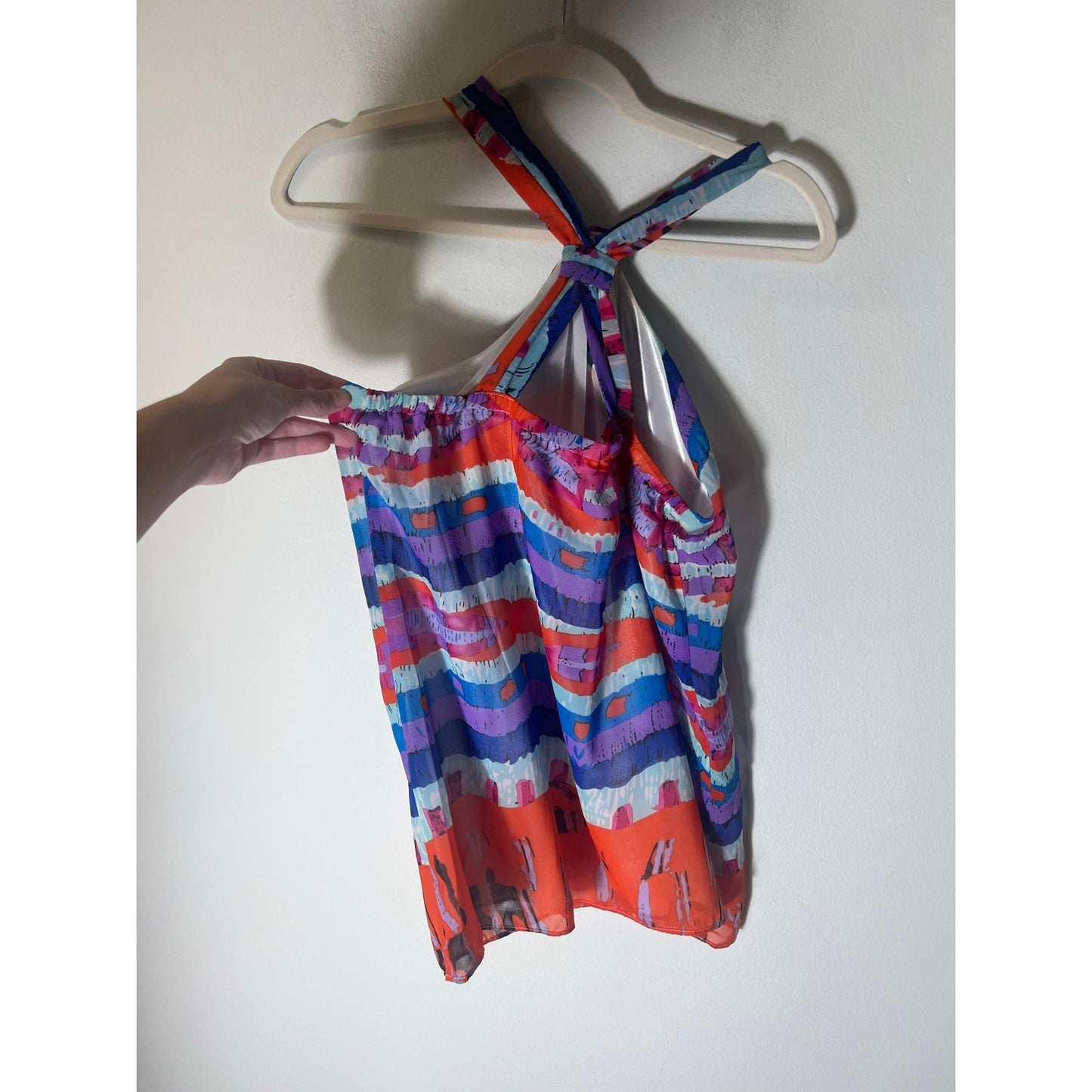 Joy Joy Multicolor Stripe Pattern Halter Top Sz S