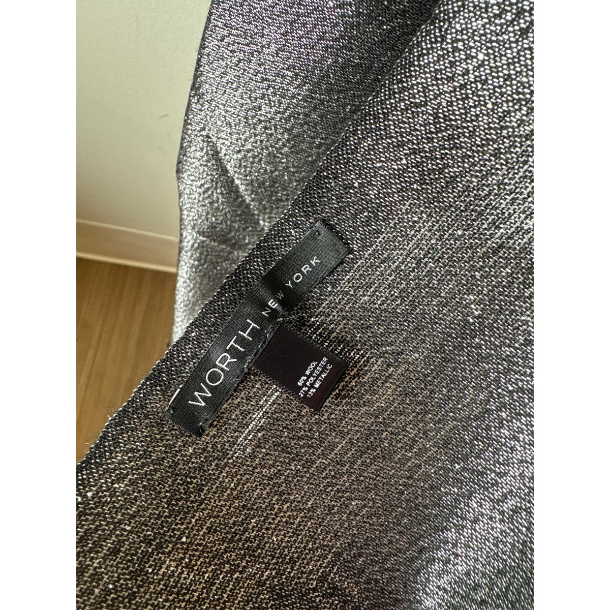 Worth New York Black and Silver Metallic Shawl Sz OS