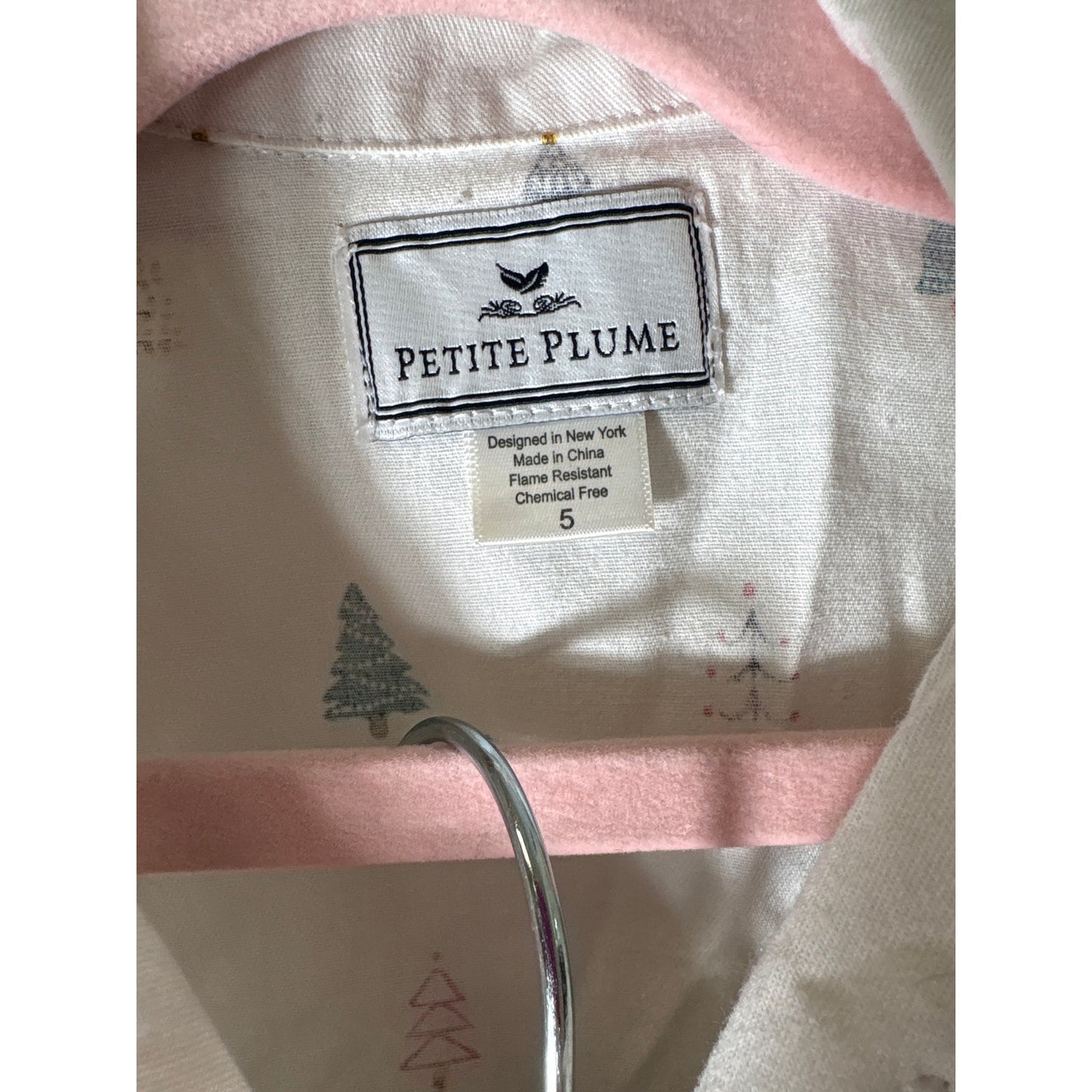 Boy's Petite Plume White Christmas Themed PJ Set Sz 5