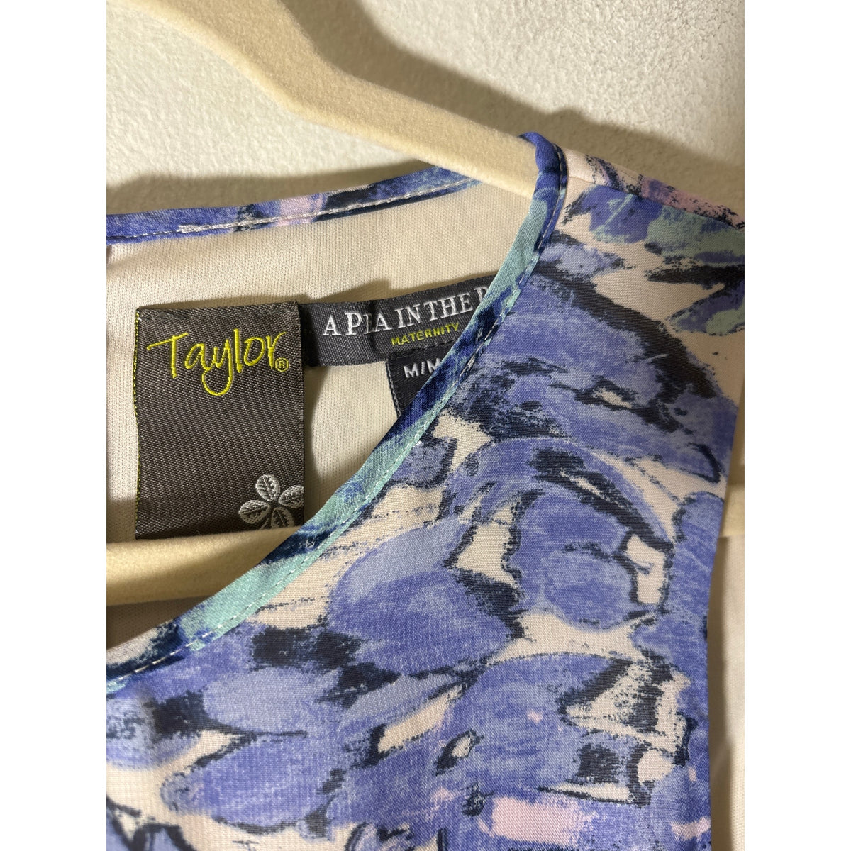 Taylor A Pea In The Pod Maternity Purple Floral Sleeveless Dress Sz M