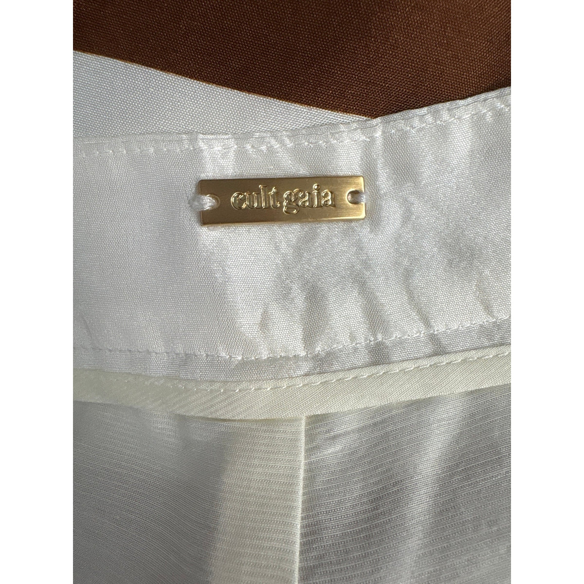 Cult Gaia Silk Cream and Brown Stripe Pant Sz 6