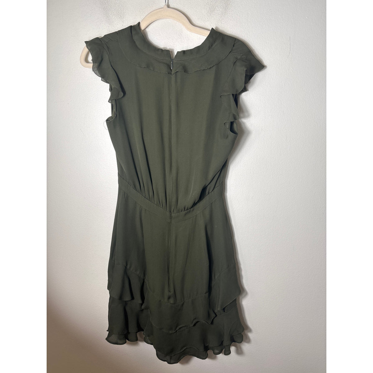 Parker Hunter Green Ruffled Mini Dress Sz S