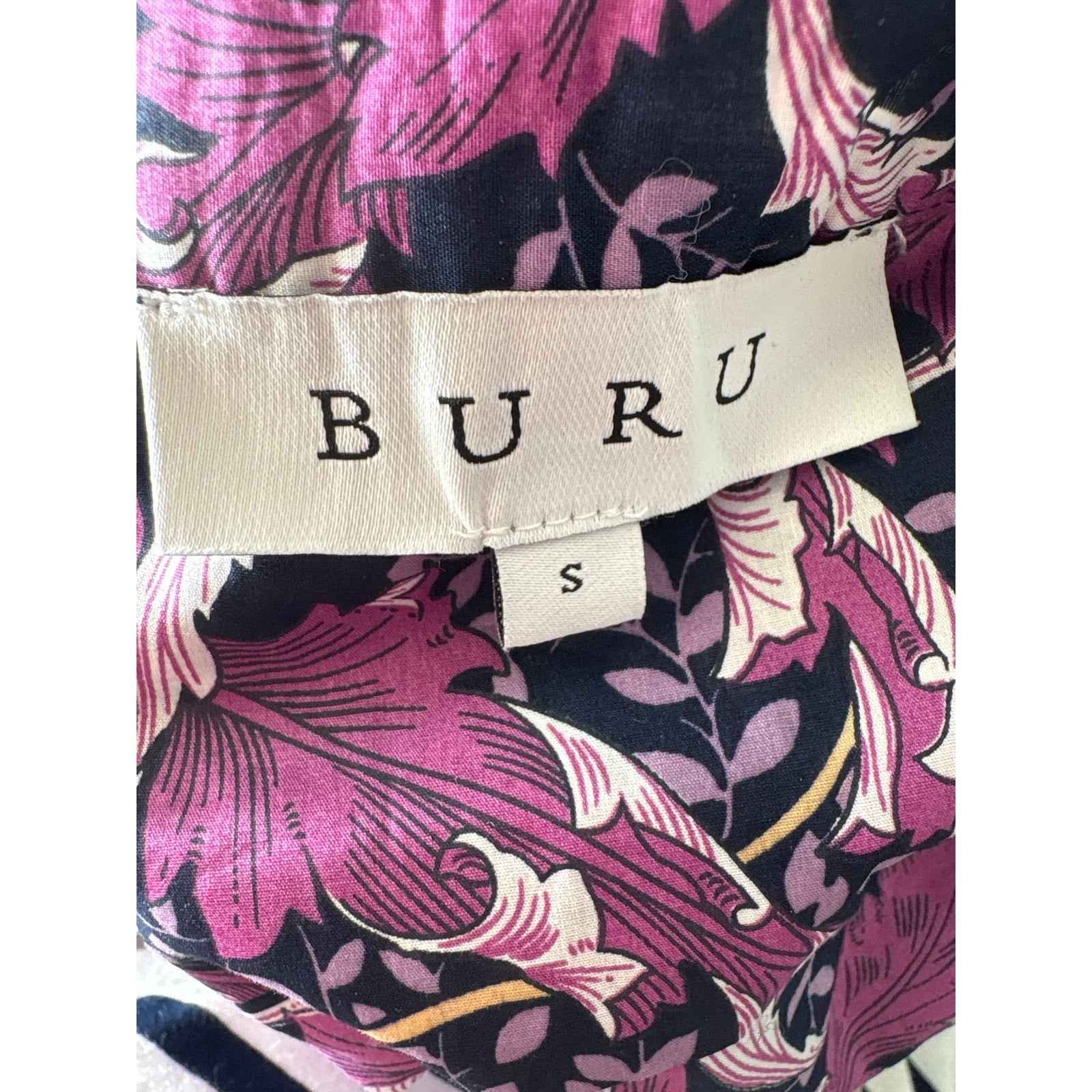 Buru Purple Leaf Design Half Sleeve Top and Midi Skirt Set Sz S