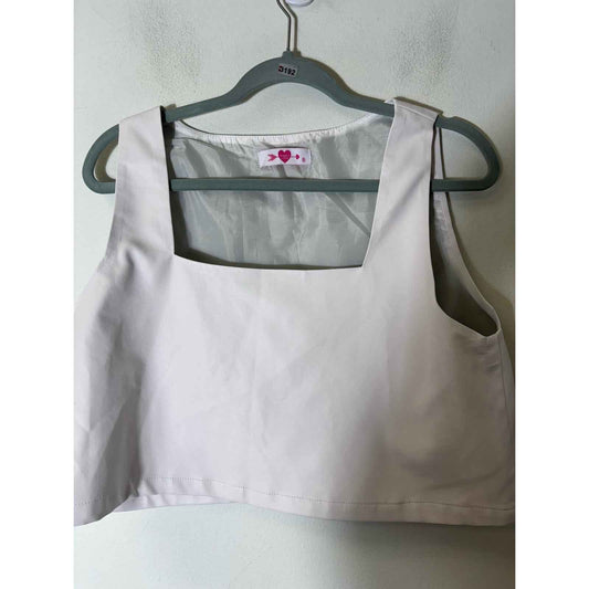 Buddy Love White Faux Leather Sleeveless Crop Top Sz M