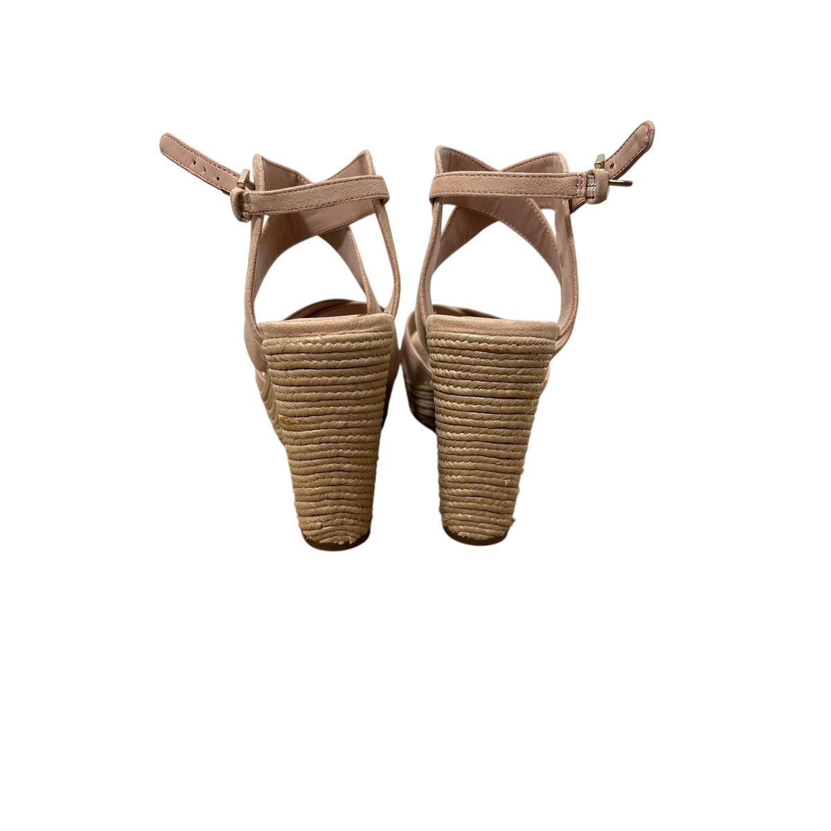 BCBG Camel Jaida Criss Cross Wedges Sz 8