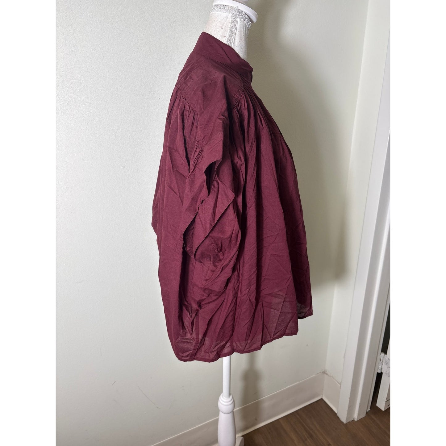 Vanessa Bruno Burgandy Cotton V Neck Top Sz XS/S