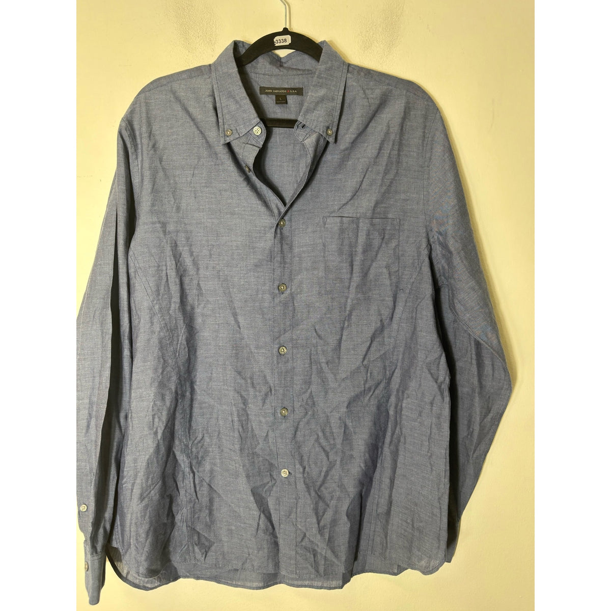 Men's John Varvatos Gray Blue Long Sleeve Button Down Shirt Sz M