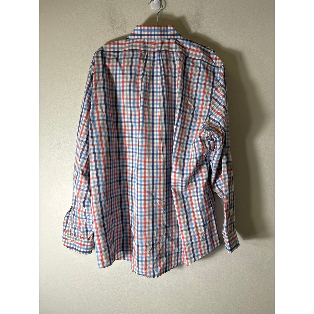 Brooks Brothers Blue Orange and Gray Plaid Button Up Shirt Sz XXL