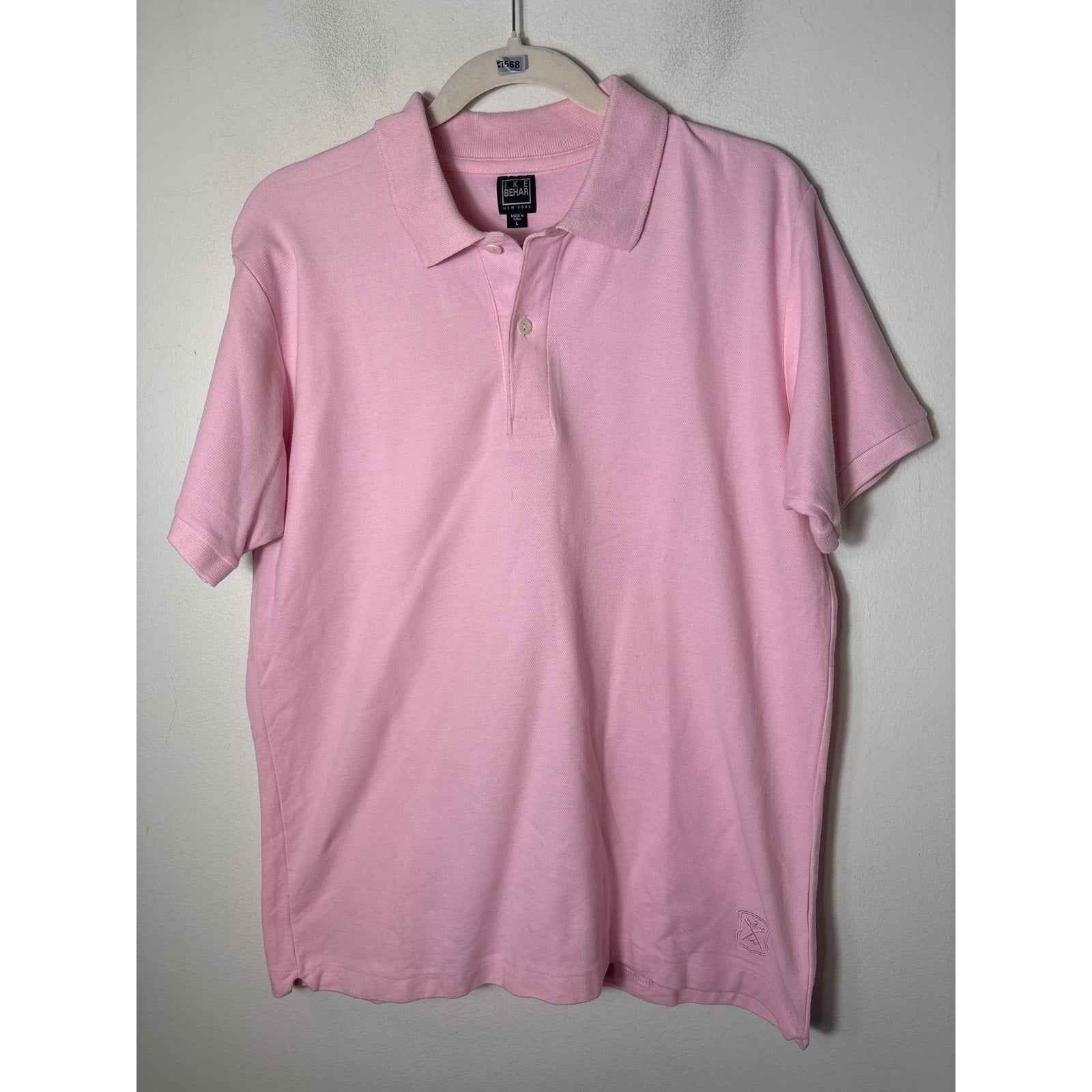 Mens Ike Behar NY Pink Polo Sz L