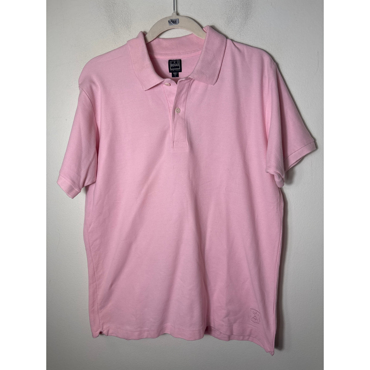 Mens Ike Behar NY Pink Polo Sz L
