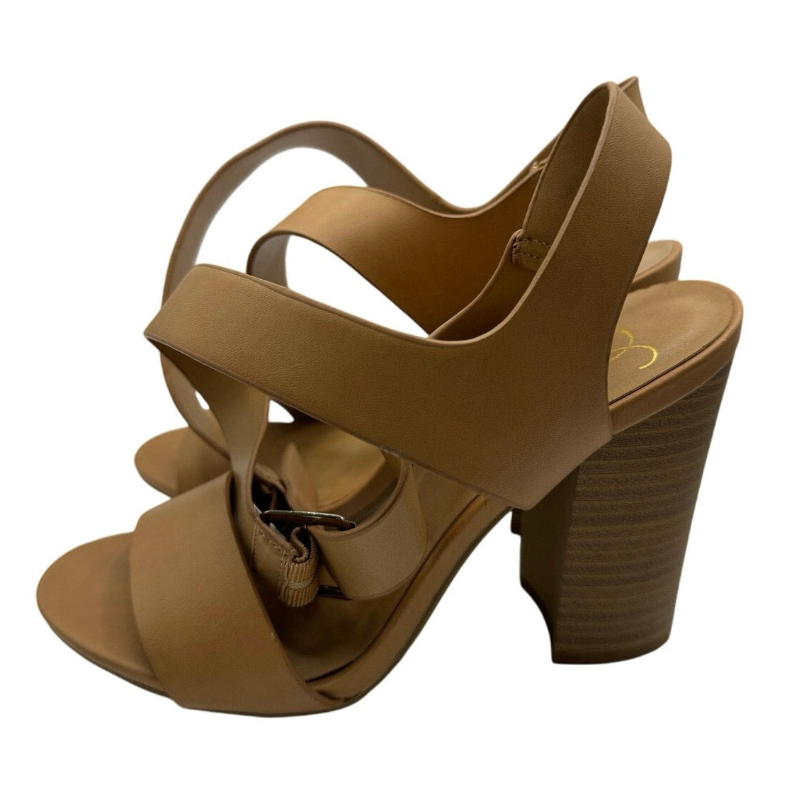 Delicious Tan Chunky Heel Ankle Strap Sandal Sz 6
