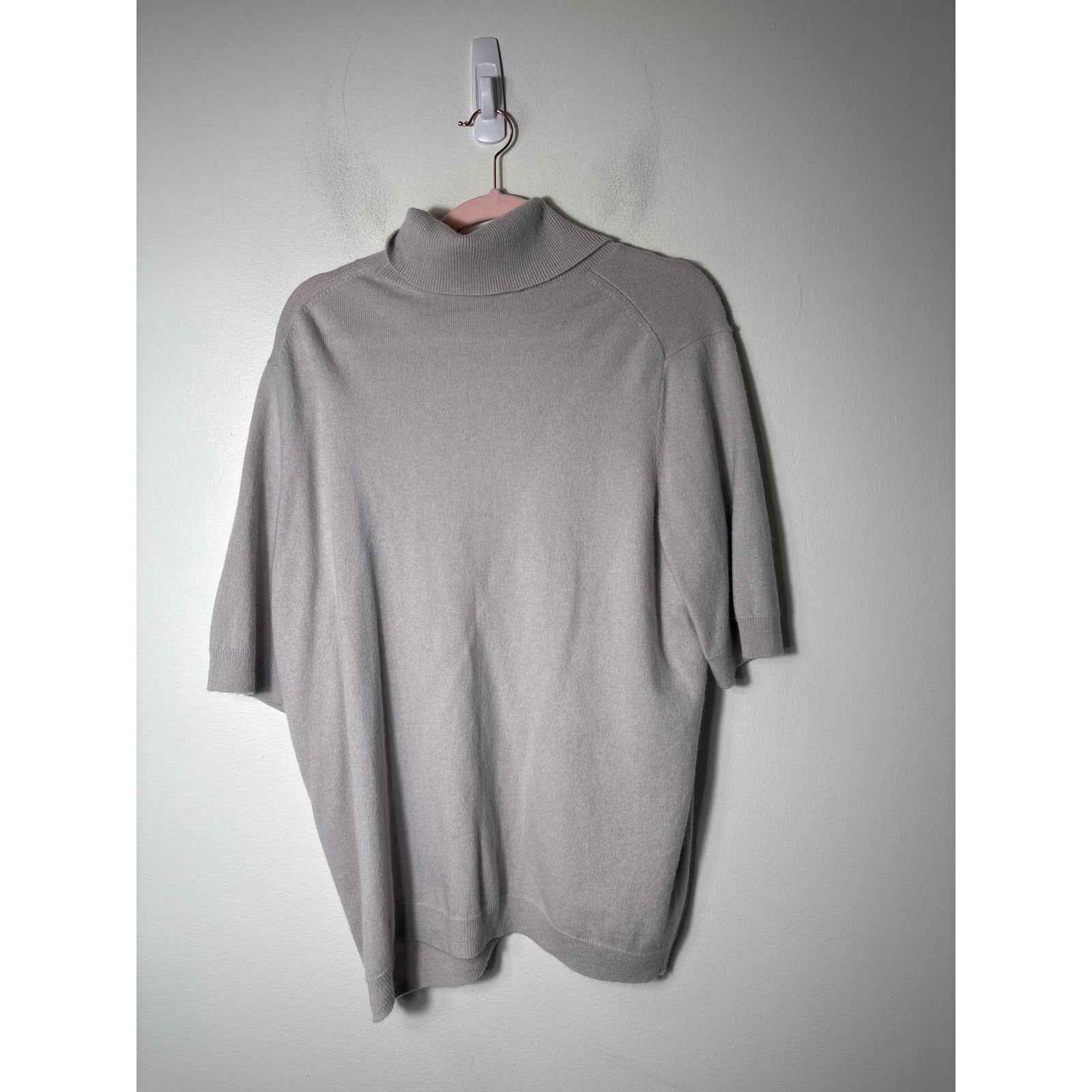 COS Beige Half Sleeve Turtleneck Cashmere Sweater Sz L