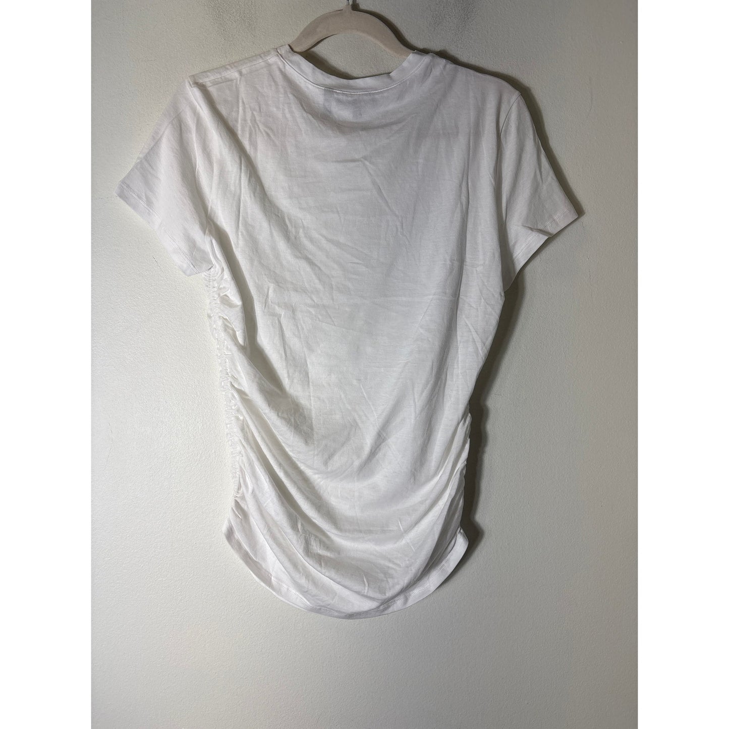 Theory White Short Sleeve Ruched Cotton Tee Shirt sz L