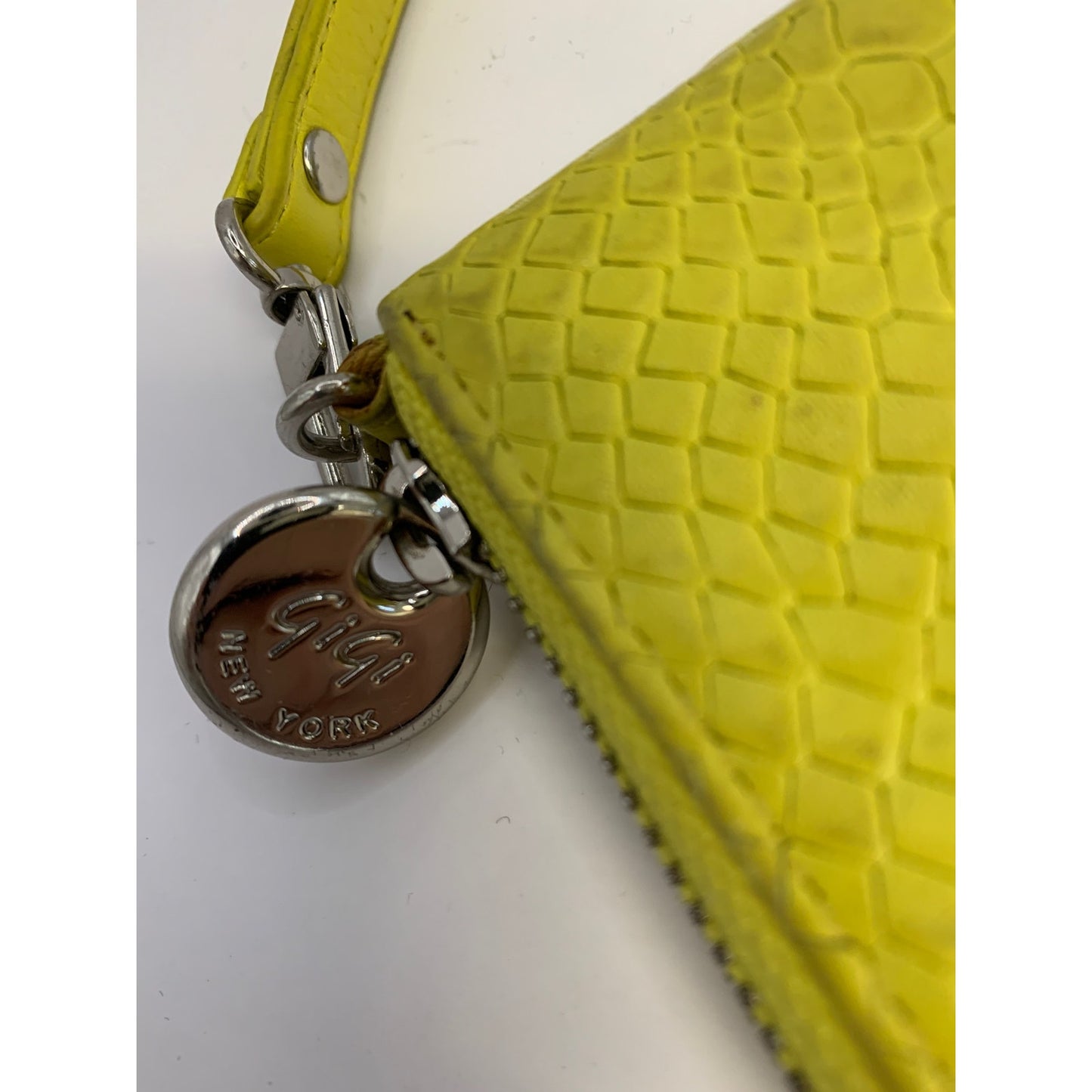 Gigi New York Yellow Crocodile Print Leather Wristlet