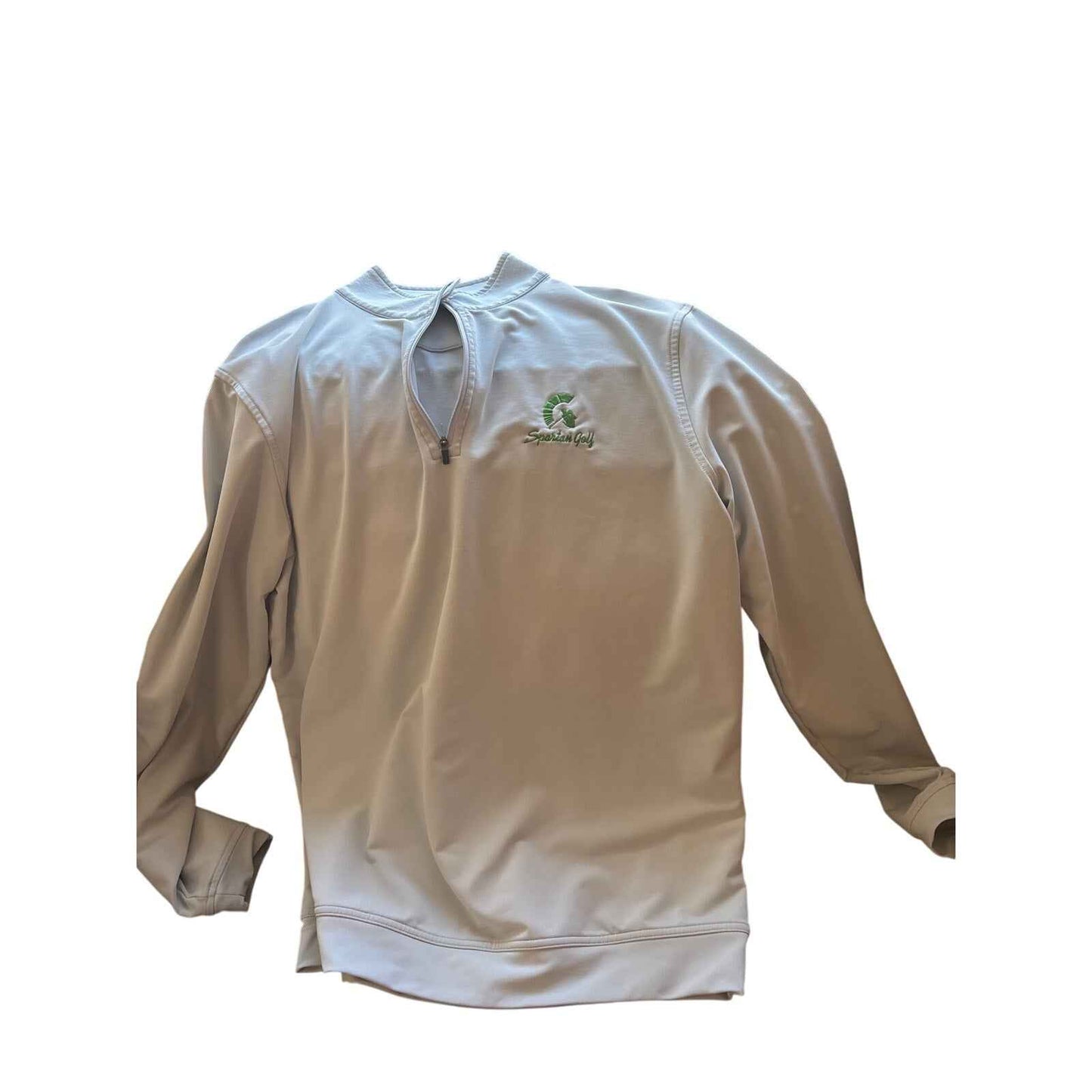 Men's Peter Millar Light Gray Long Sleeve Spartan Quarter Zip Pullover Sz L