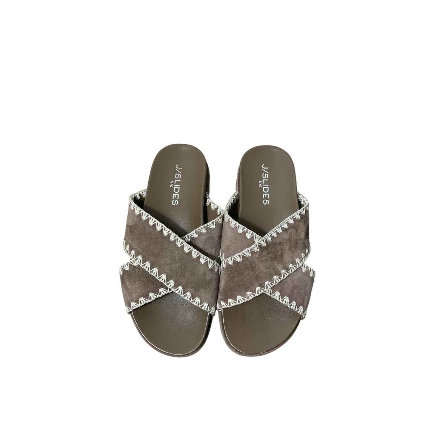 J/Slides Brown Suede Platform Slip On Sz 7.5