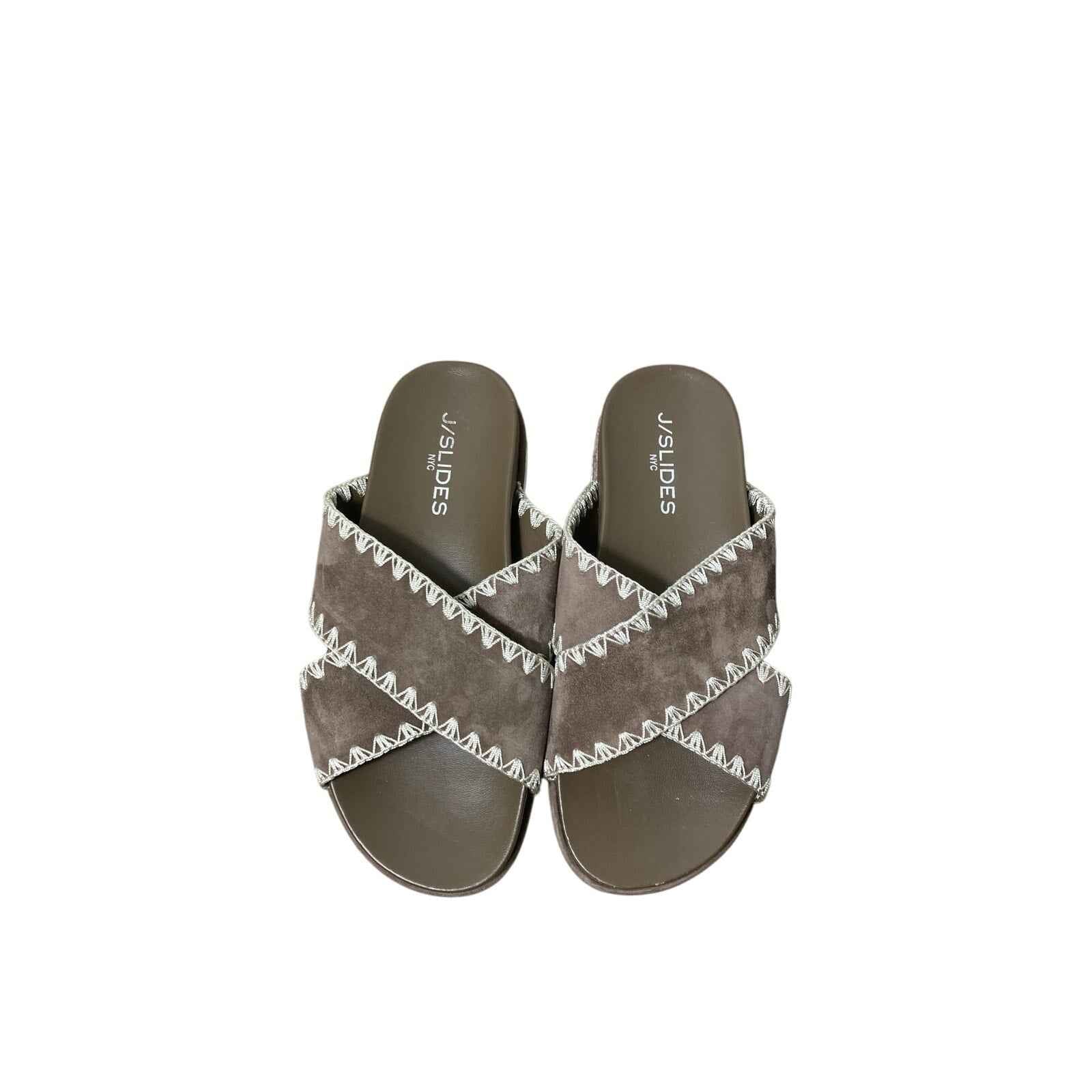 J/Slides Brown Suede Platform Slip On Sz 7.5