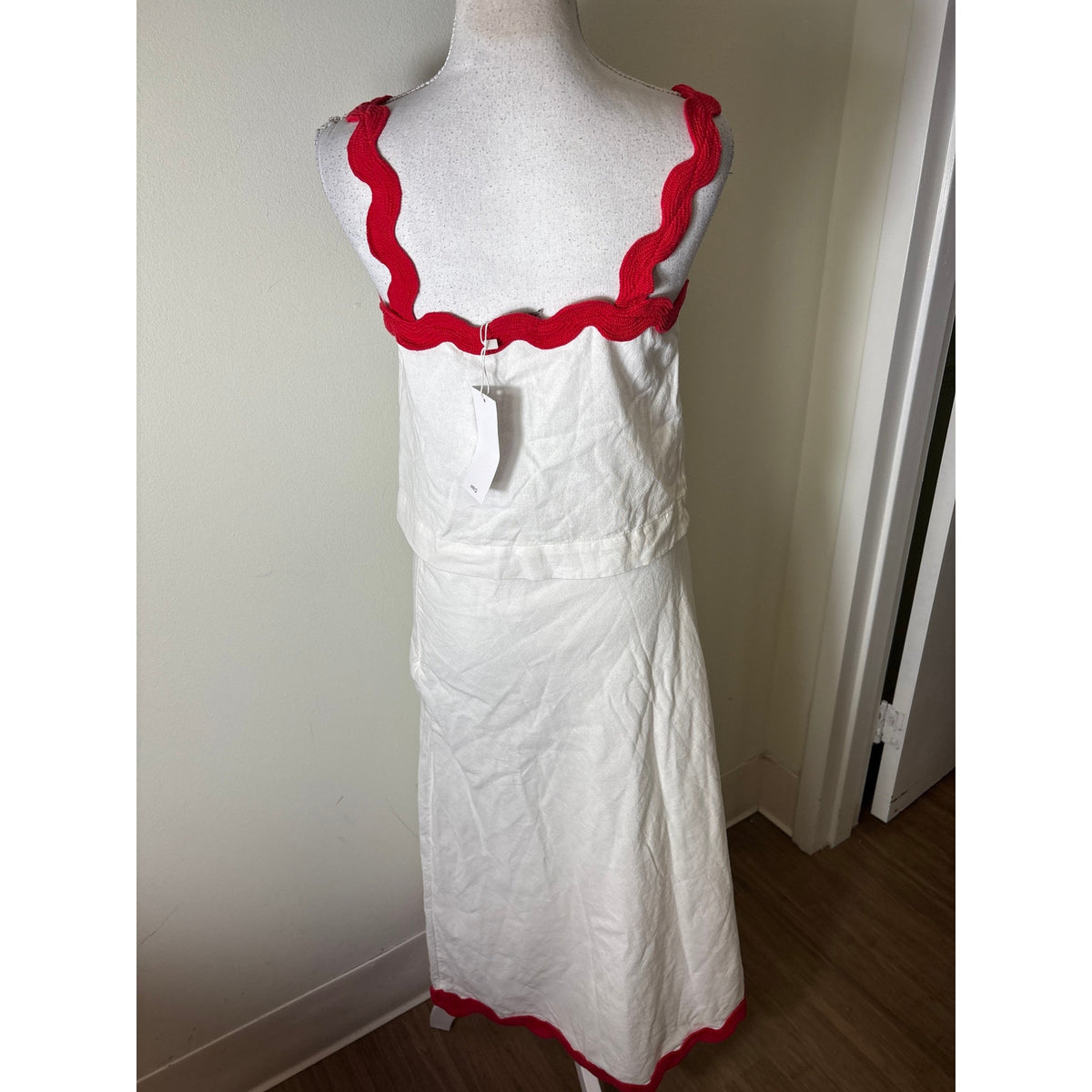 NWT MNG Red Ric Rac Trimmed Top and Skirt Set Sz S