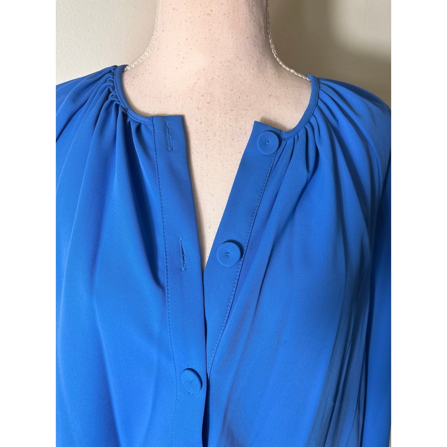 Pomander Place Blue Button Up Long Sleeve Dress Sz M