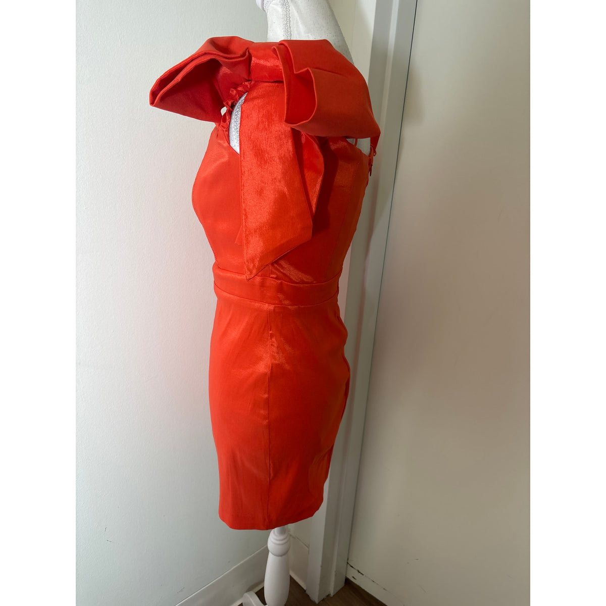 NWT Karlie Orange Shoulder Bow Mini Dress Sz M