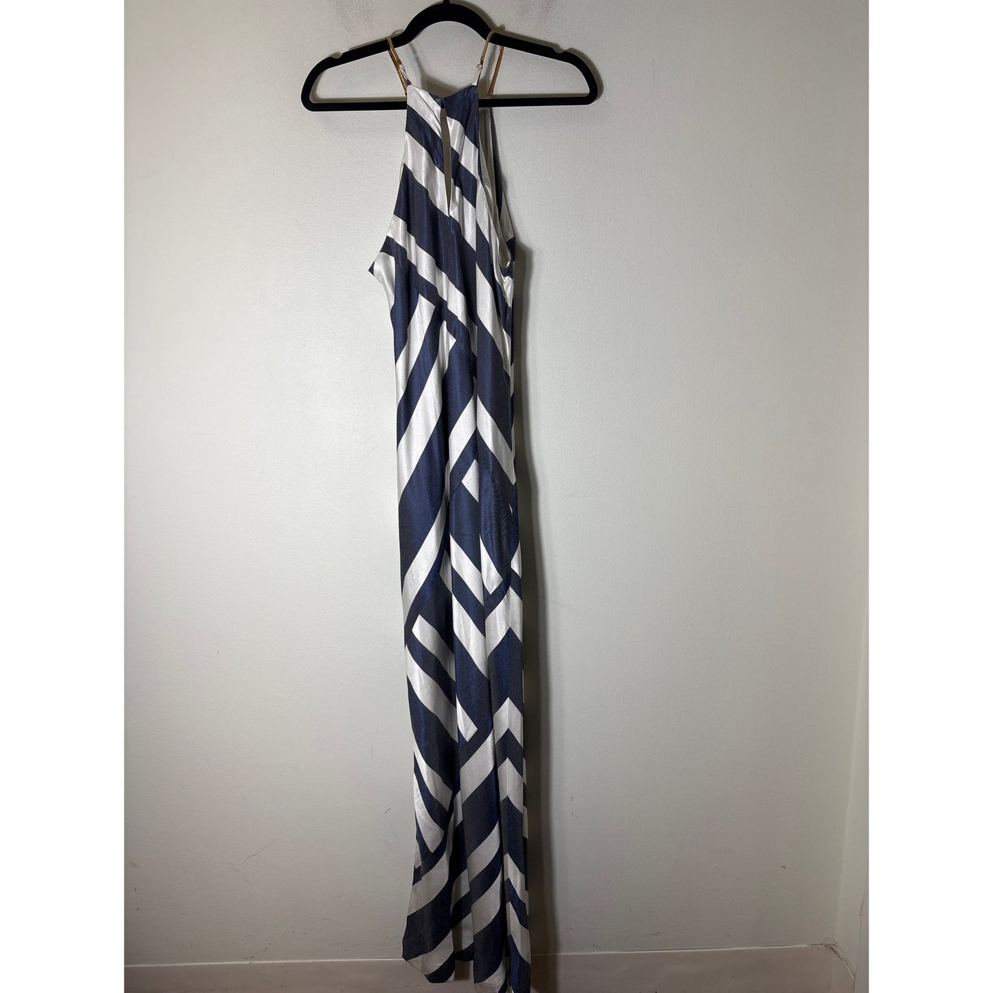 Trina Turk White and Blue Stripe Sleeveless Maxi Dress Sz 10