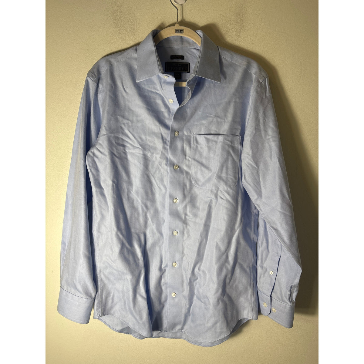 Men's Jos A Bank Reserve Light Blue Long Sleeve Button Up Dress Shirt Sz 15-32