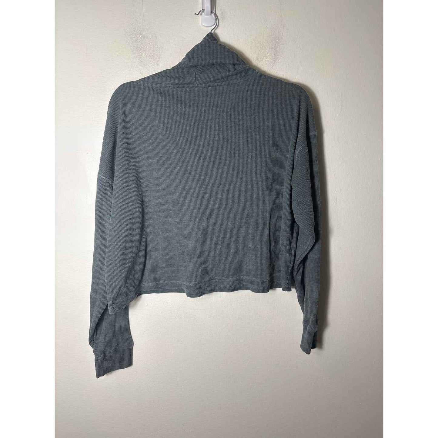 Mono B Green Waffle Knit Turtleneck Long Sleeve Shirt Sz M