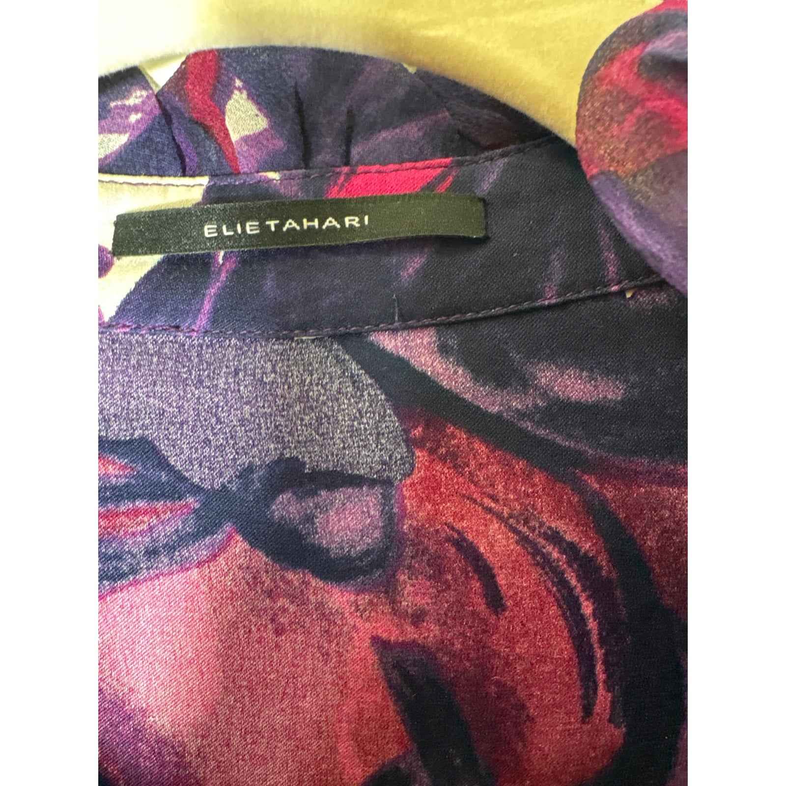 Elie Tahari Deep Purple Long Sleeve Silk Blouse Sz S
