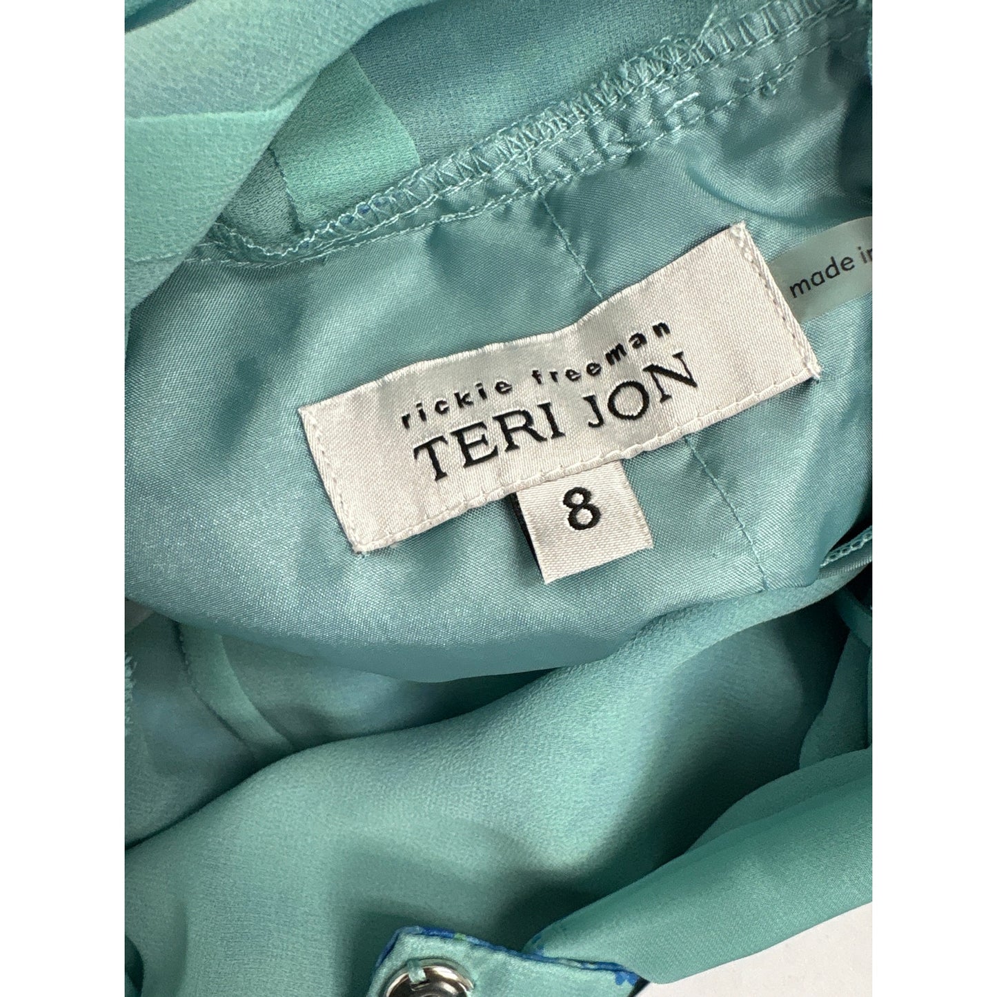 Teri Jon Blue and Green Chiffon Flowy Gown Sz 8