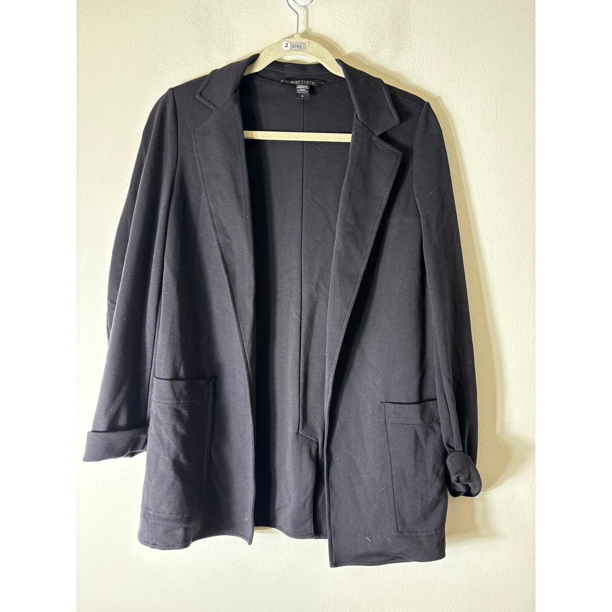 Athleta Black Sweatshirt Open Cardigan Sz 4