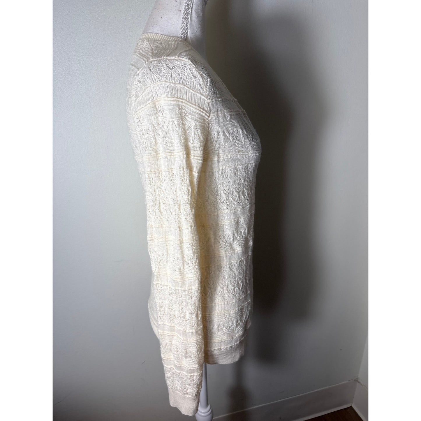 La Maille Sezane Cream Long Sleeve Textured Sweater Sz S