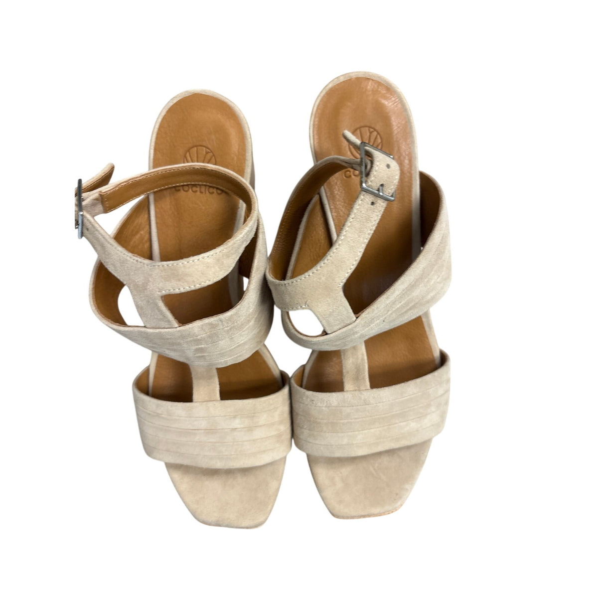 NWOB Coclico Beige Leather Platform High Heel Sandal Sz 9