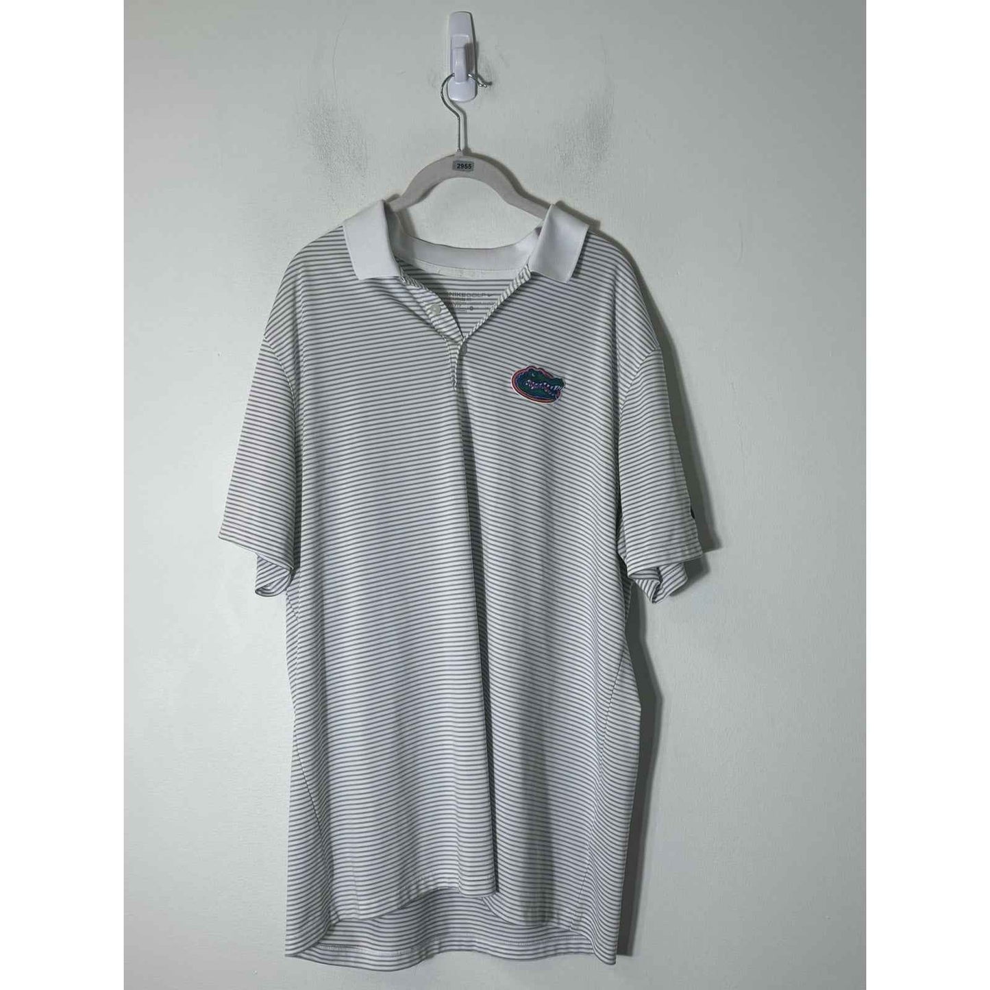 Men's Nike Golf White and Gray Stripe Short Sleeve Florida Gators Polo Sz XL