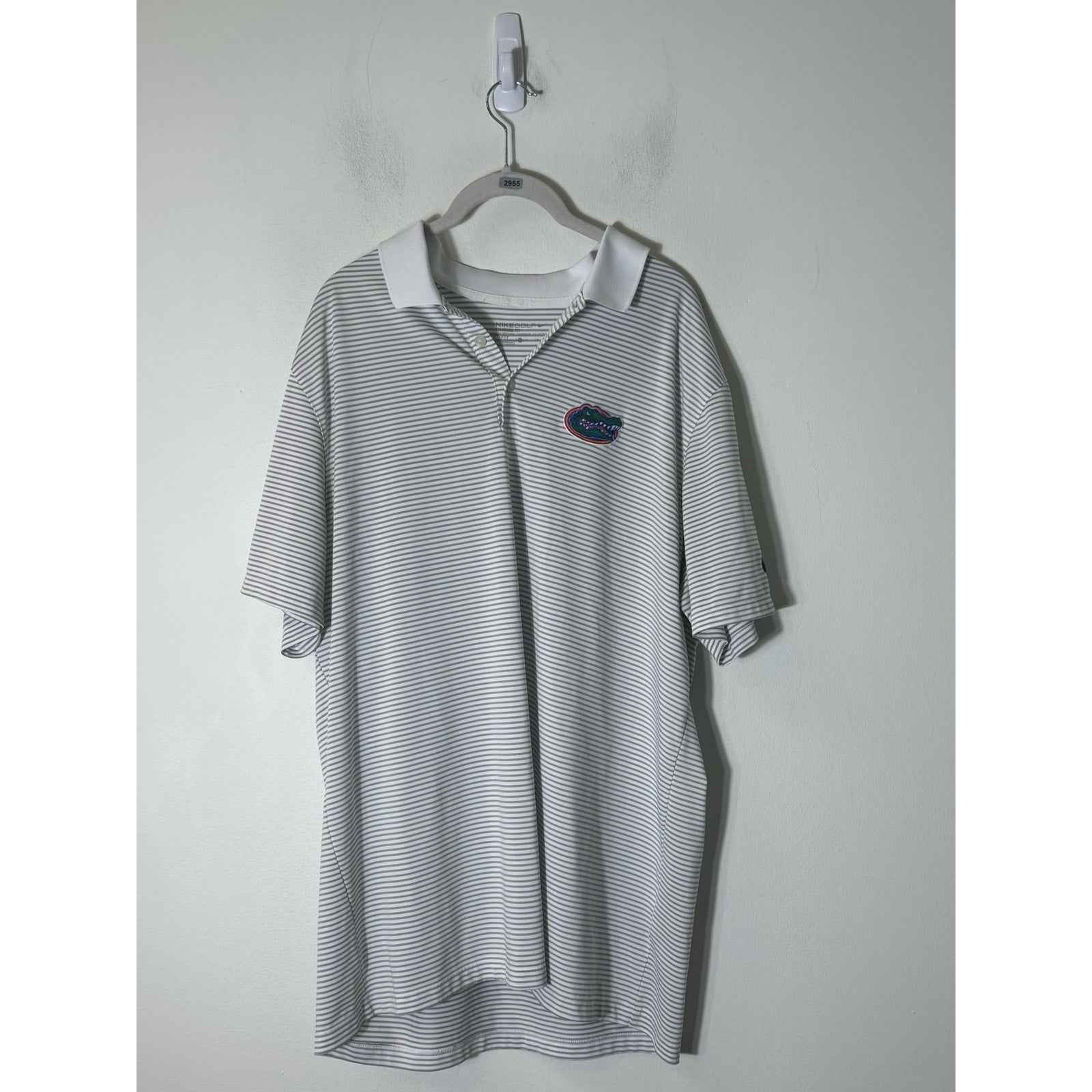 Men's Nike Golf White and Gray Stripe Short Sleeve Florida Gators Polo Sz XL
