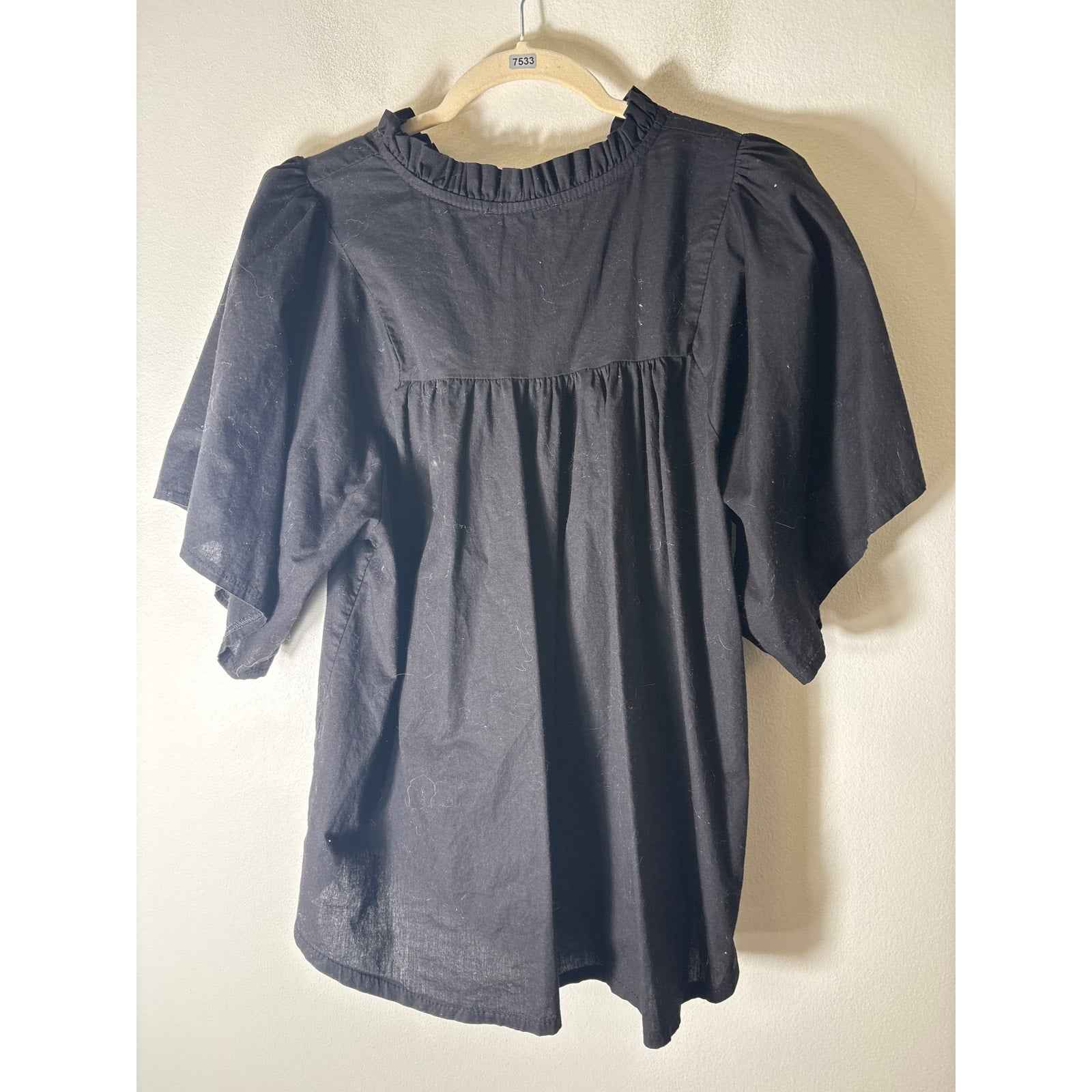 Sofia Black Cotton Short Sleeve Top Sz (Fits like a M) No tag