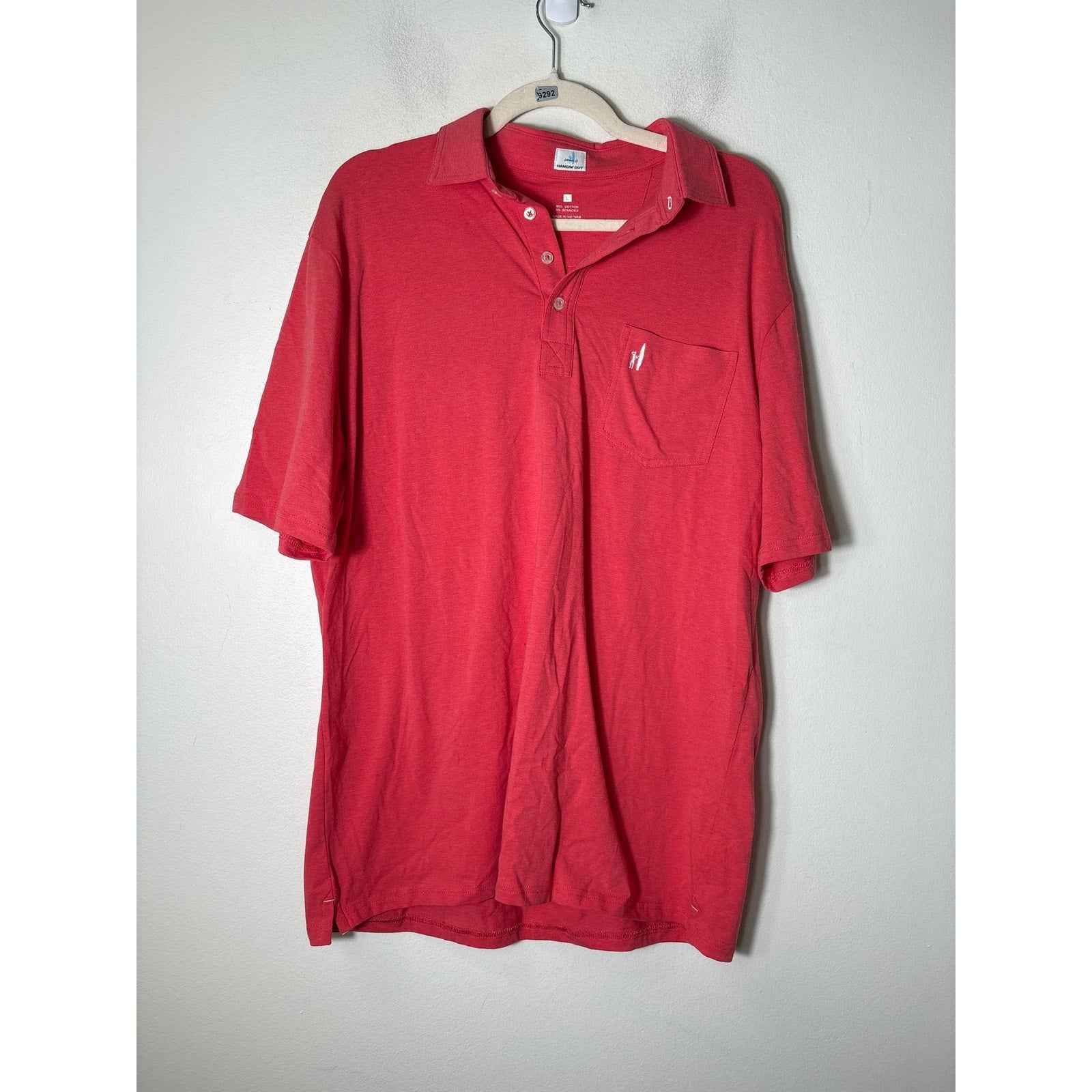 Mens Johnnie-O Salmon Short Sleeve Cotton Golf Shirt Sz L